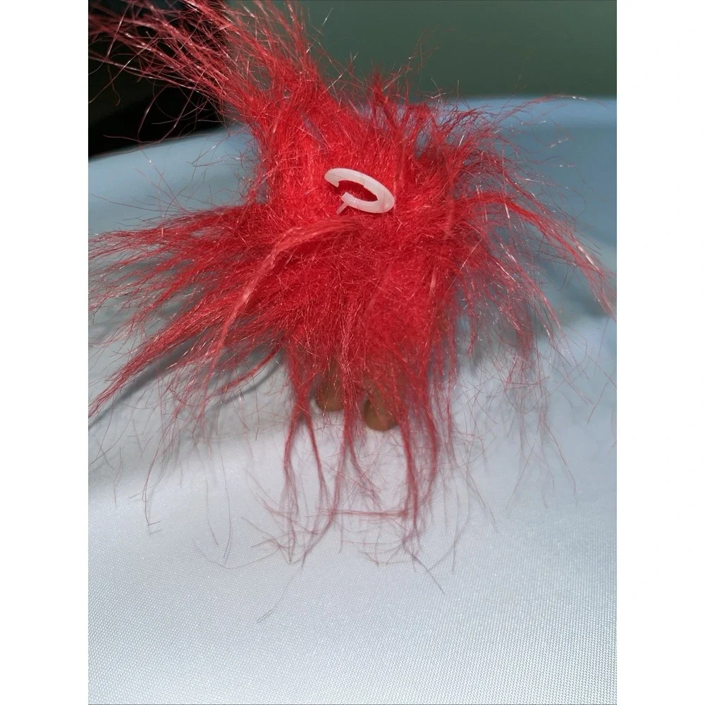 Vintage 1985 DAN Troll Doll 3' Red Hair Amber Eyes No Clothes Plastic Tag Loop